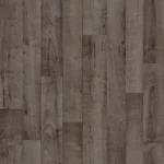 Dark grey wood grain plank flooring.