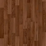 Deep reddish-brown wood plank vinyl.