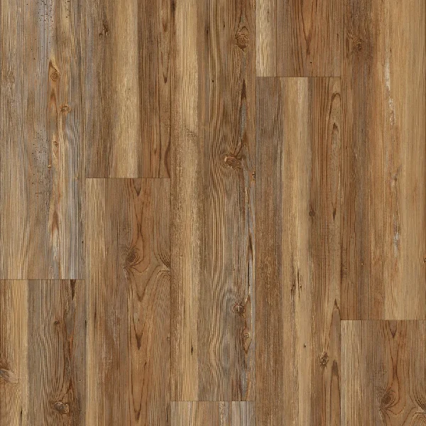 rustic wood-look vinyl planks with a natural knot pattern.